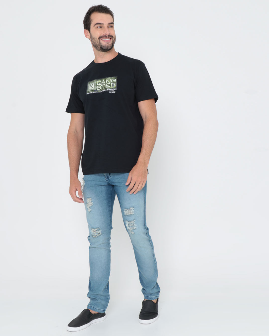 Camiseta-Estampada-Gangster-Preta