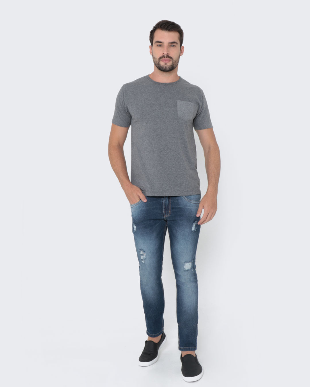 Camiseta-Com-Bolso-Cinza