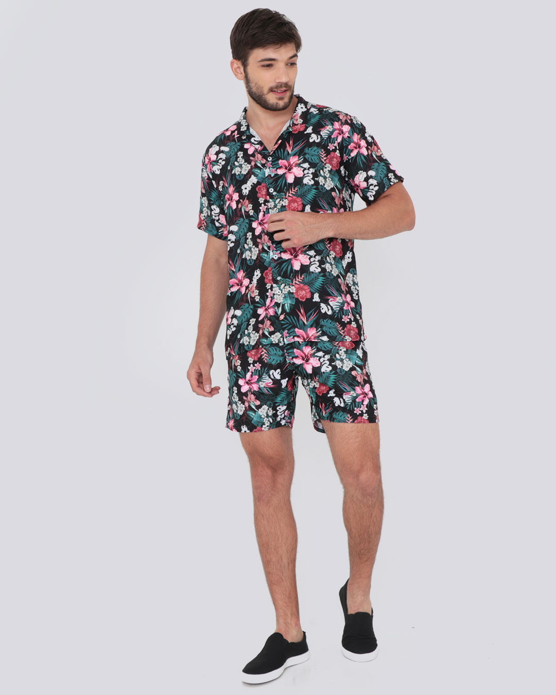 Bermuda-Elast-Tt10935-Mickey-Floral-Es---Preto-Floral