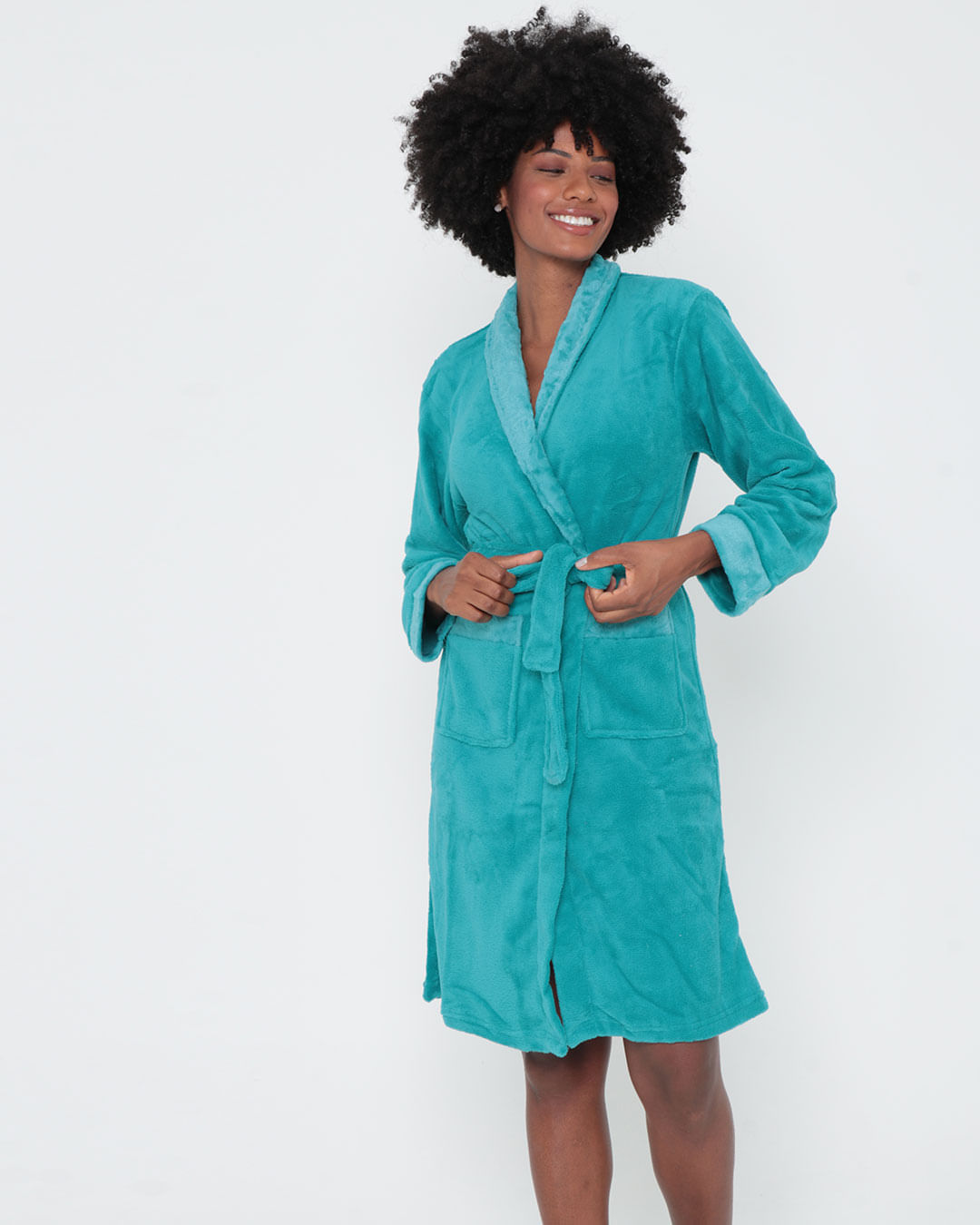 Roupao-Fleece-Com-Gola-Devore---Verde-Medio