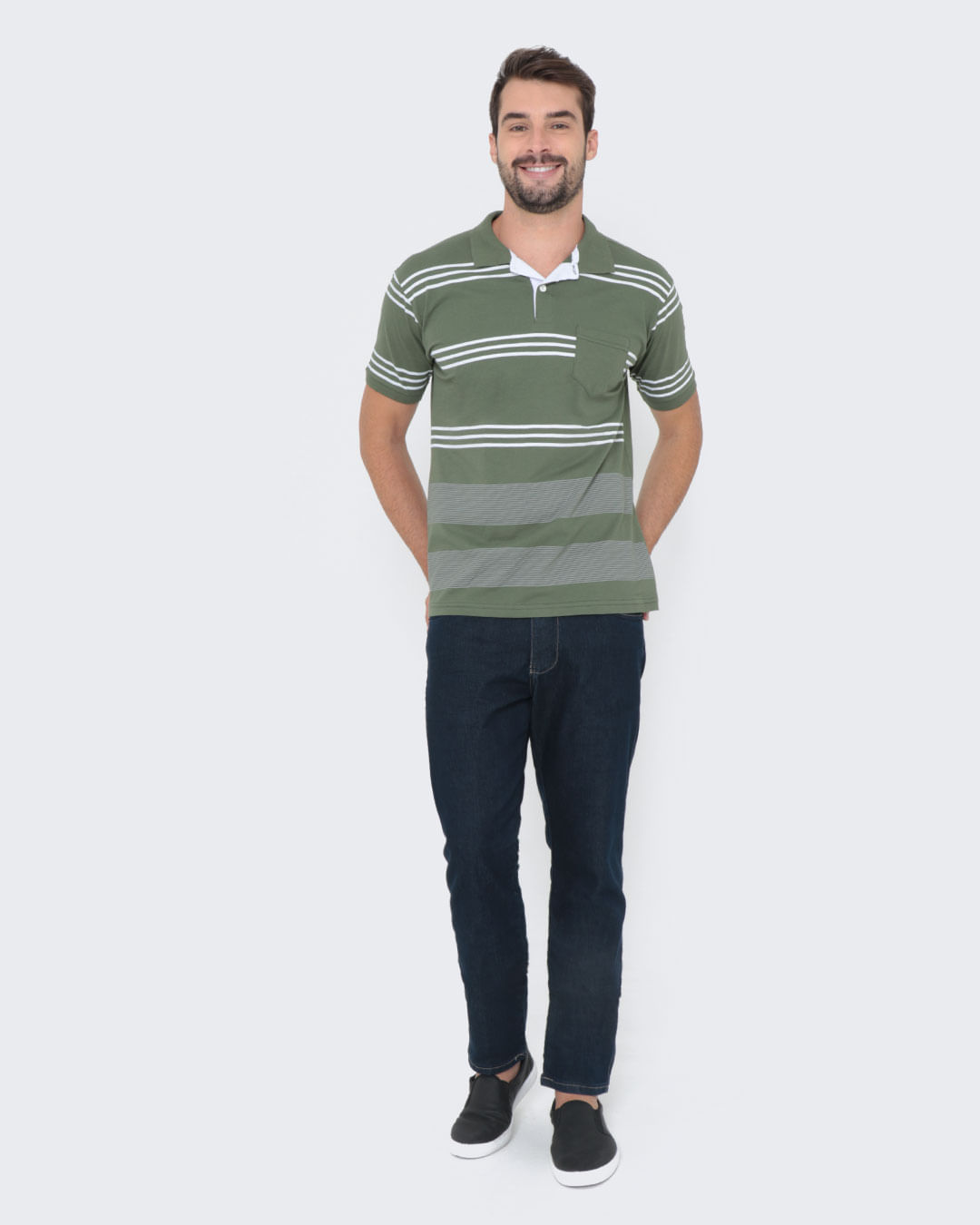 Polo-Ib10468-Listrada-C-Bolso-Pgg---Verde-Escuro