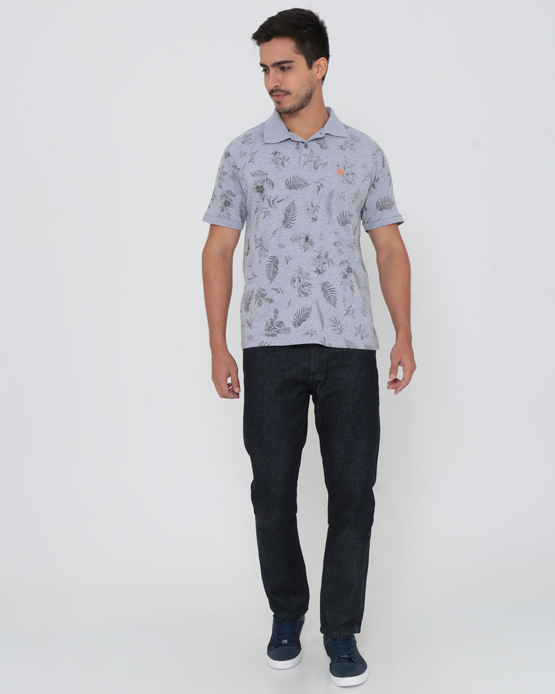 Polo-Ib10491-Floral-Pgg---Cinza-Floral