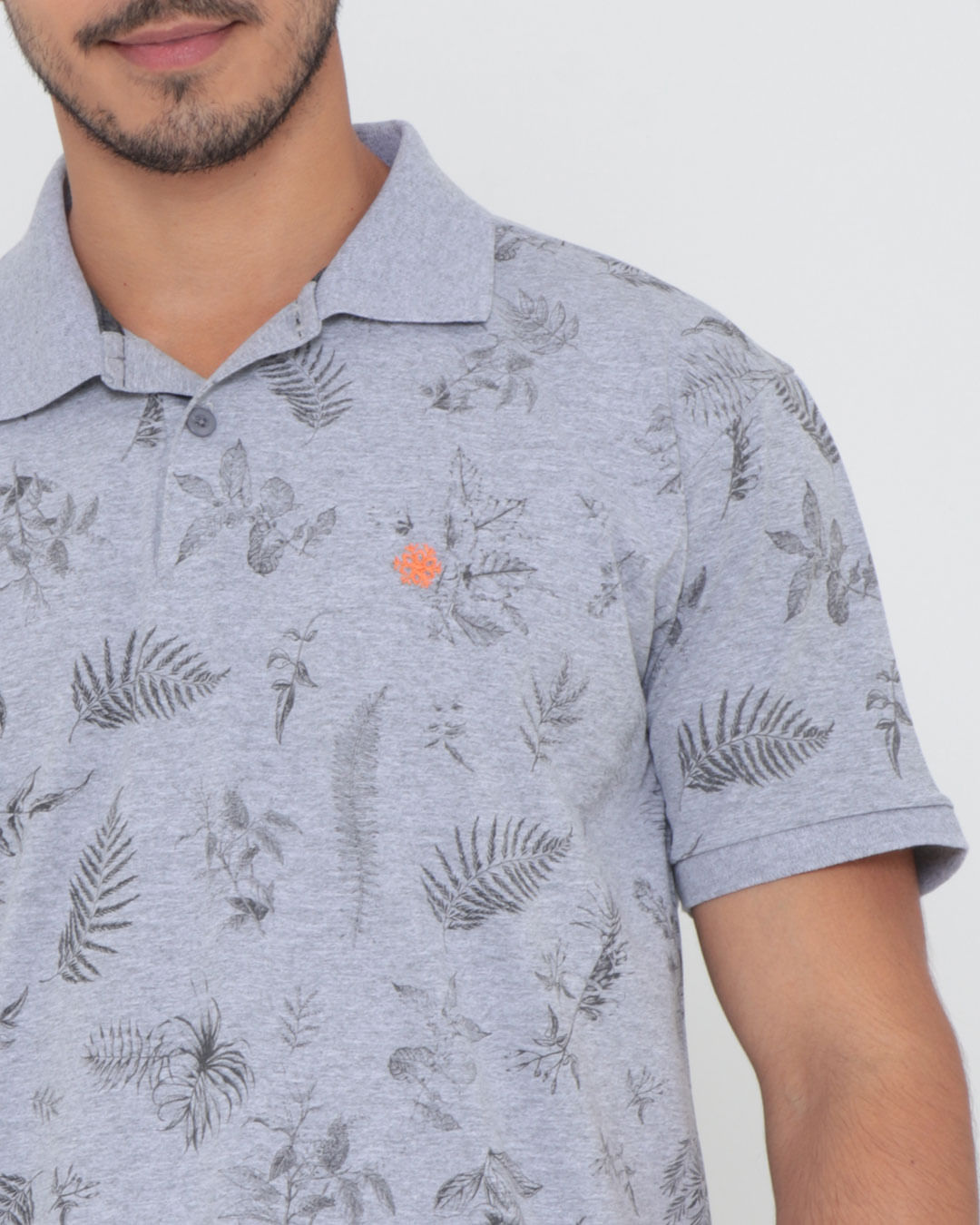 Polo-Ib10491-Floral-Pgg---Cinza-Floral