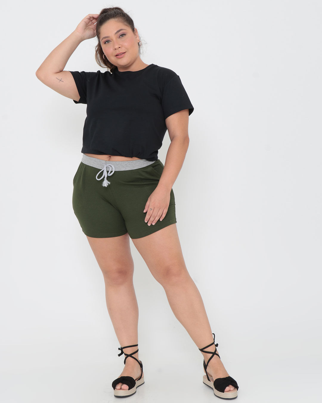 Shorts-1740-Moletinho-Liso---Verde-Escuro