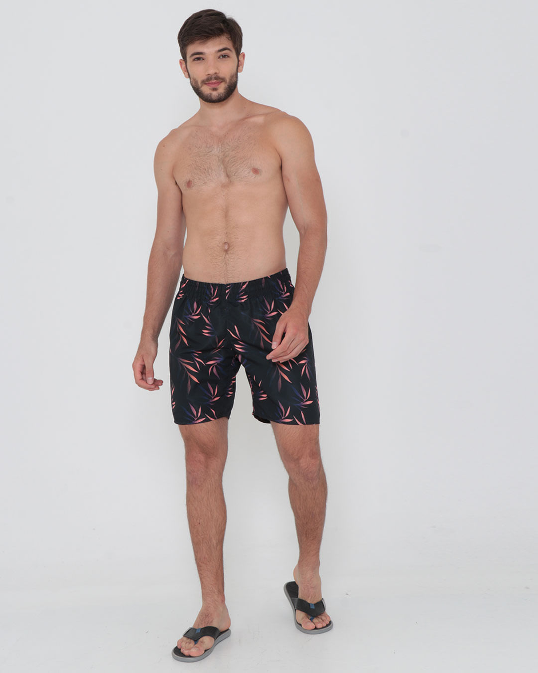 Bermuda-2380-Cos-Elastico---Laranja-Floral