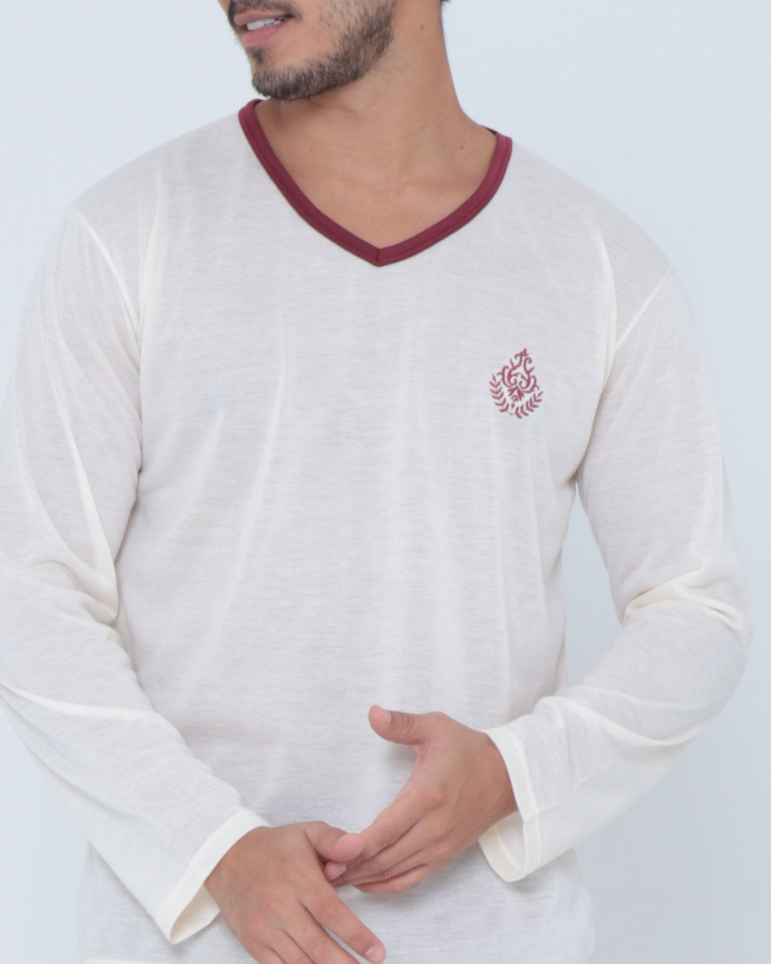 Pijama-Longo-Ml-Gola-V-Ref-65317---Bege-Claro