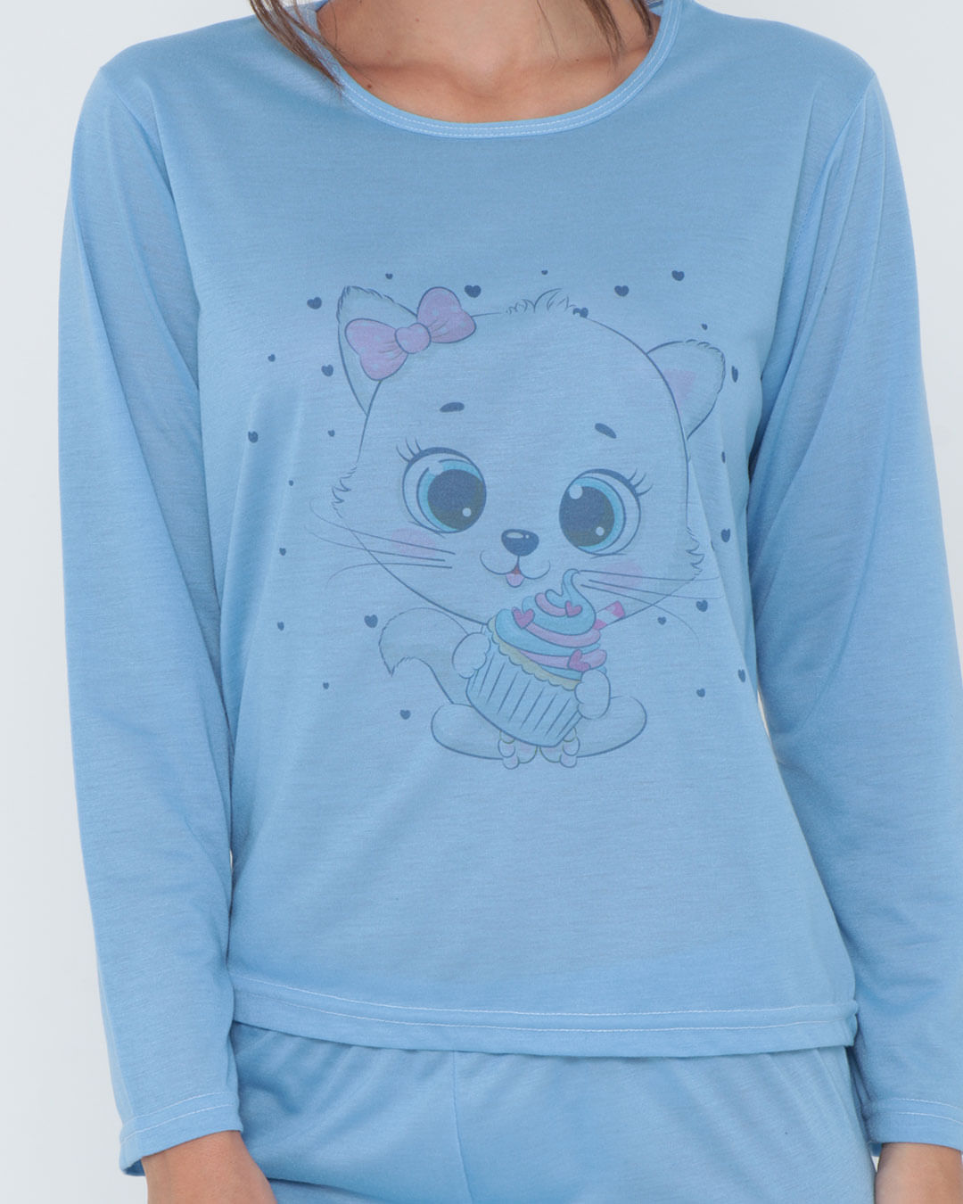 Pijama-Longo-Liso-Com-Silk7002---Azul-Medio