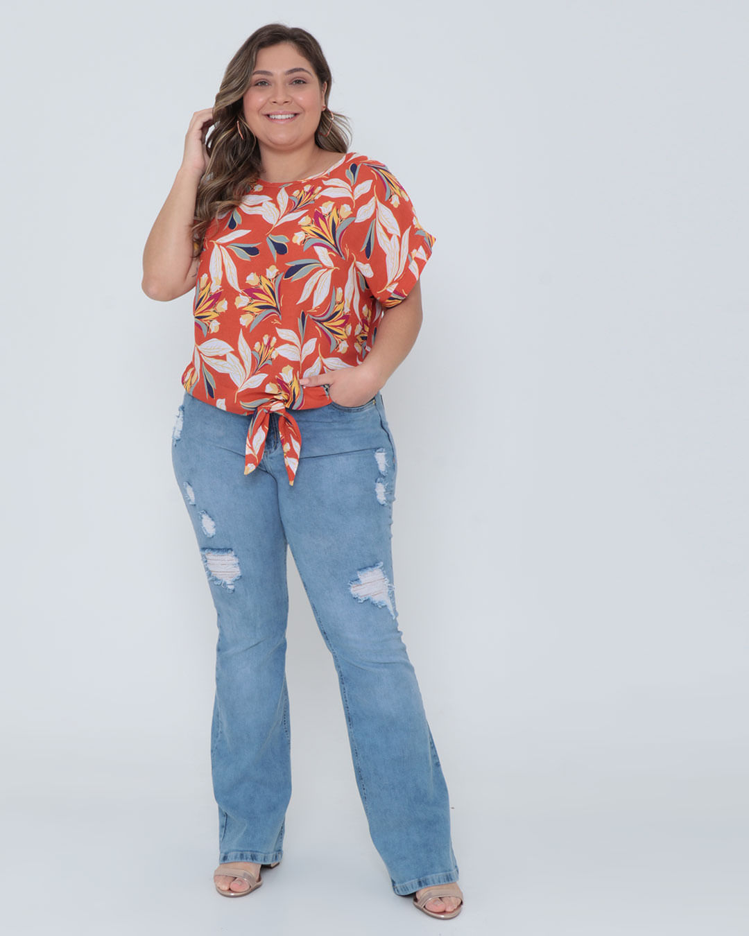 Tshirt-5713pe-Estampada-No-Frontal---Laranja-Floral