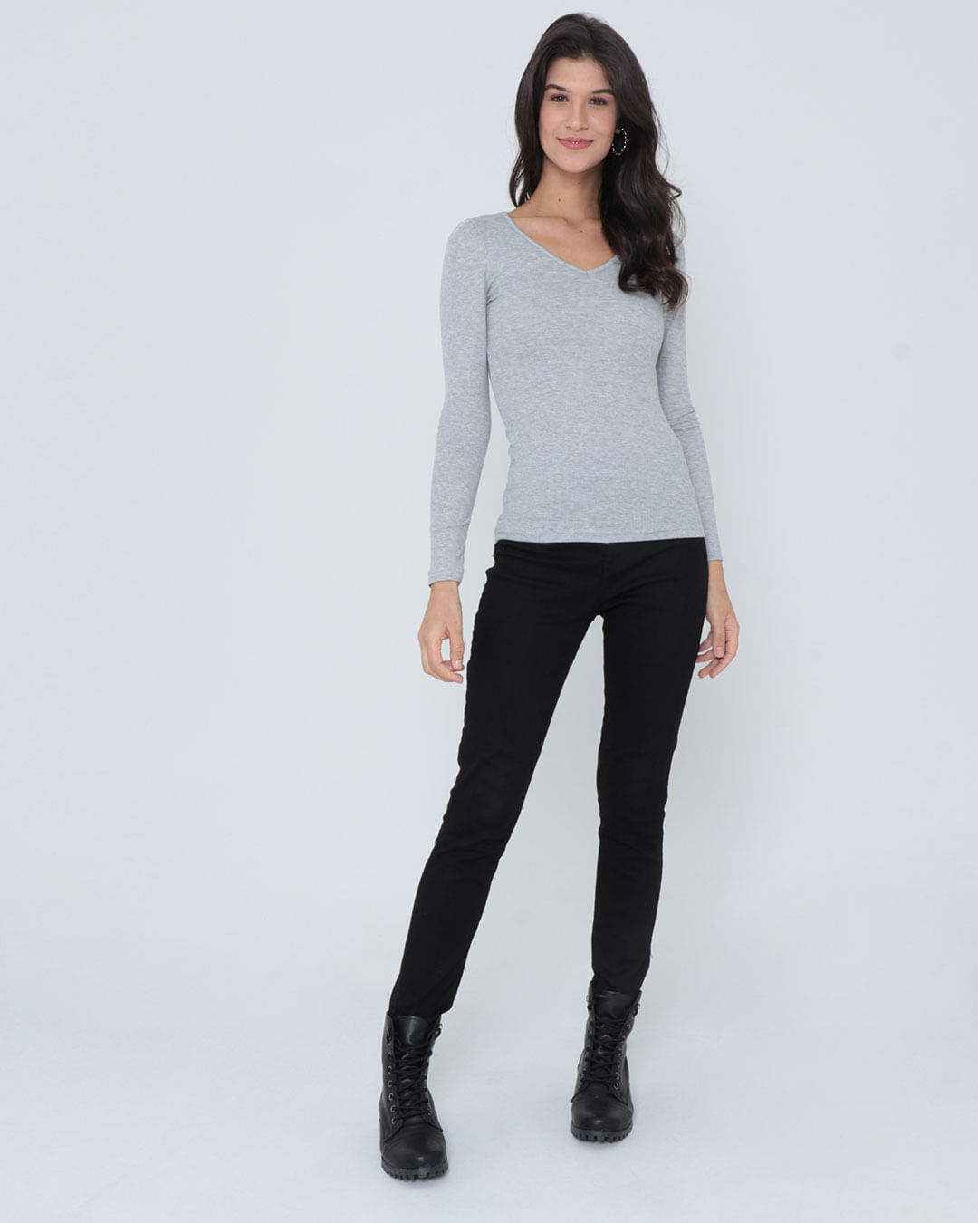 Blusa-3013-Canelada-Decote-V-Ml---Cinza-Claro