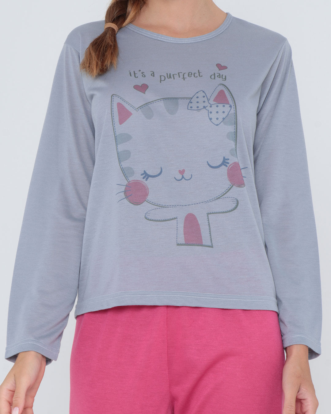 Pijama-Longo-Liso-Com-Silk7002---Cinza-Medio