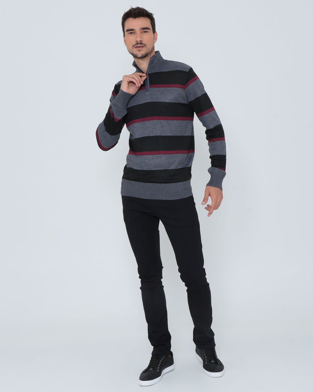 Tricot-Shz-Half-Ziper-Listrado-Pgg---Preto-Listrado