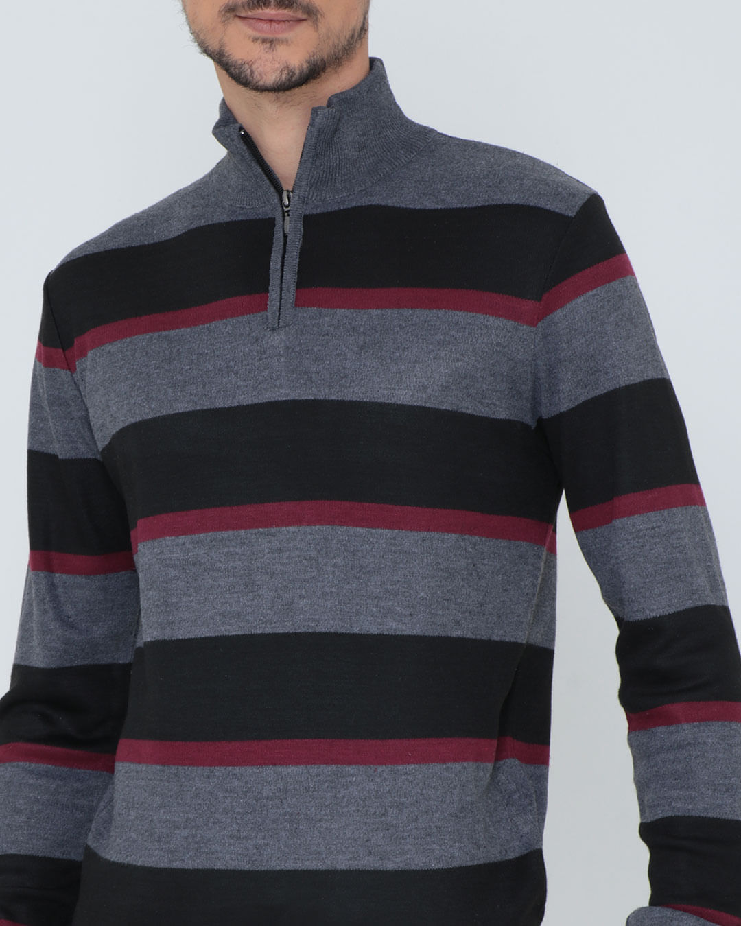 Tricot-Shz-Half-Ziper-Listrado-Pgg---Preto-Listrado