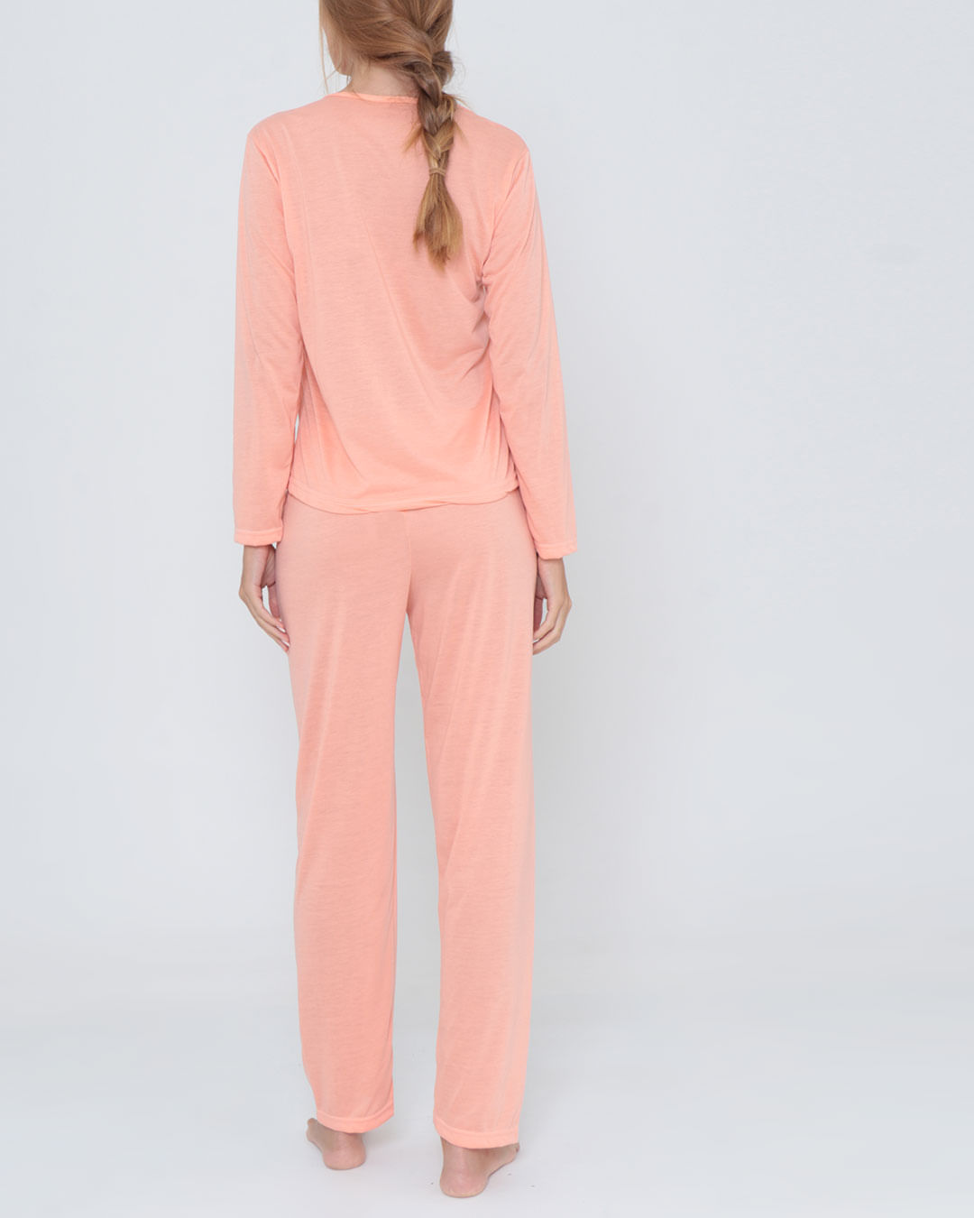 Pijama-Longo-Liso-Com-Silk7002---Laranja-Claro