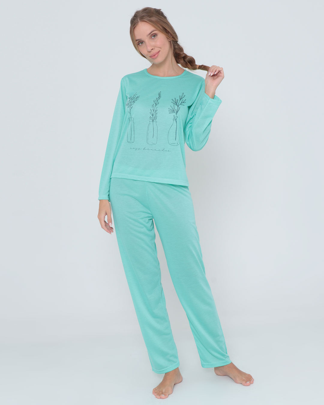 Pijama-Longo-Liso-Com-Silk7002---Verde-Claro