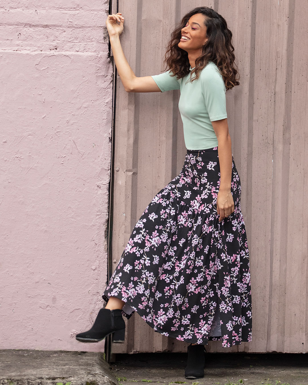 Saia-Longa-Marias-Estampada-5048---Preto-Floral