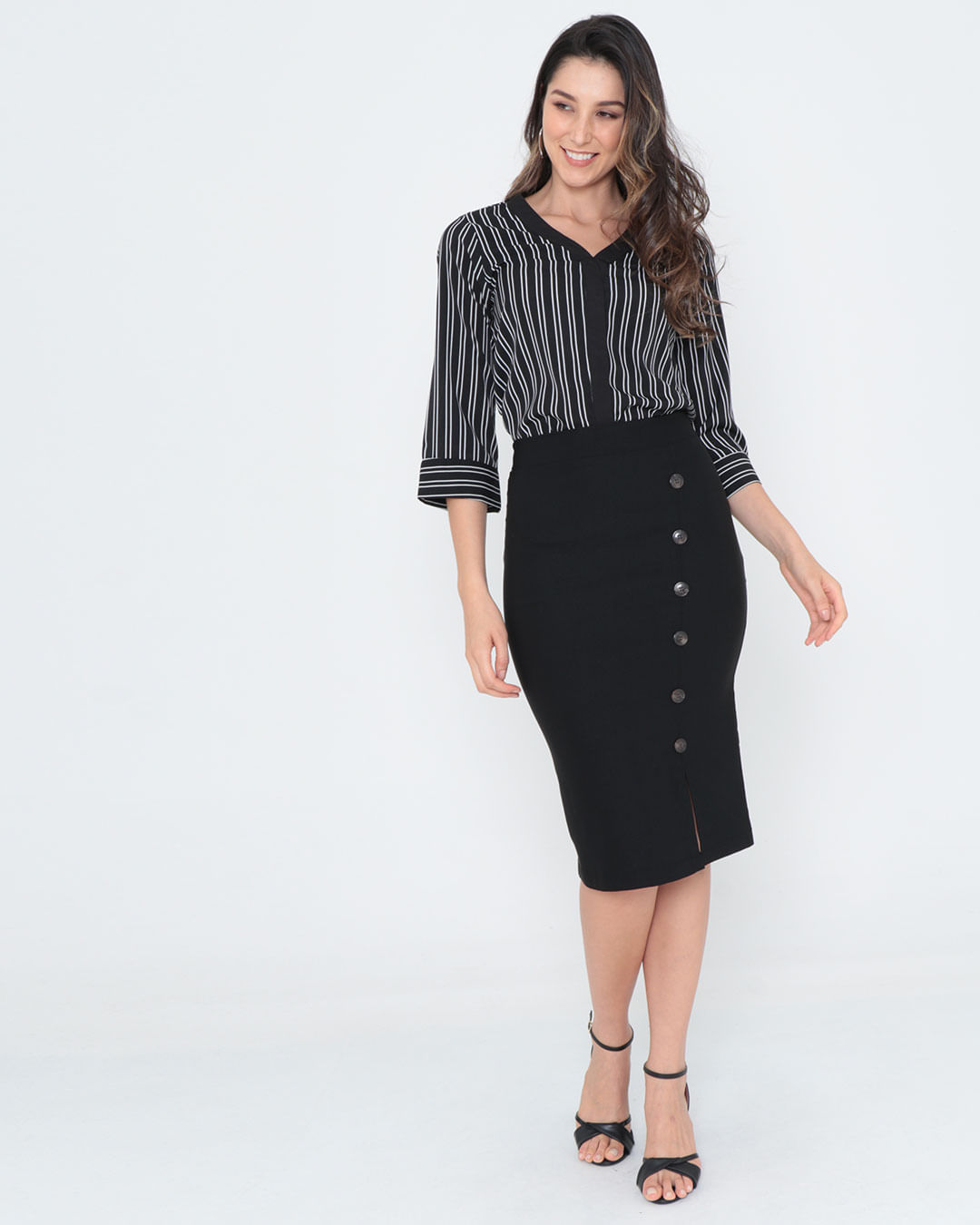 Blusa-6375-Gola-V-Manga-34---Preto-Listrado
