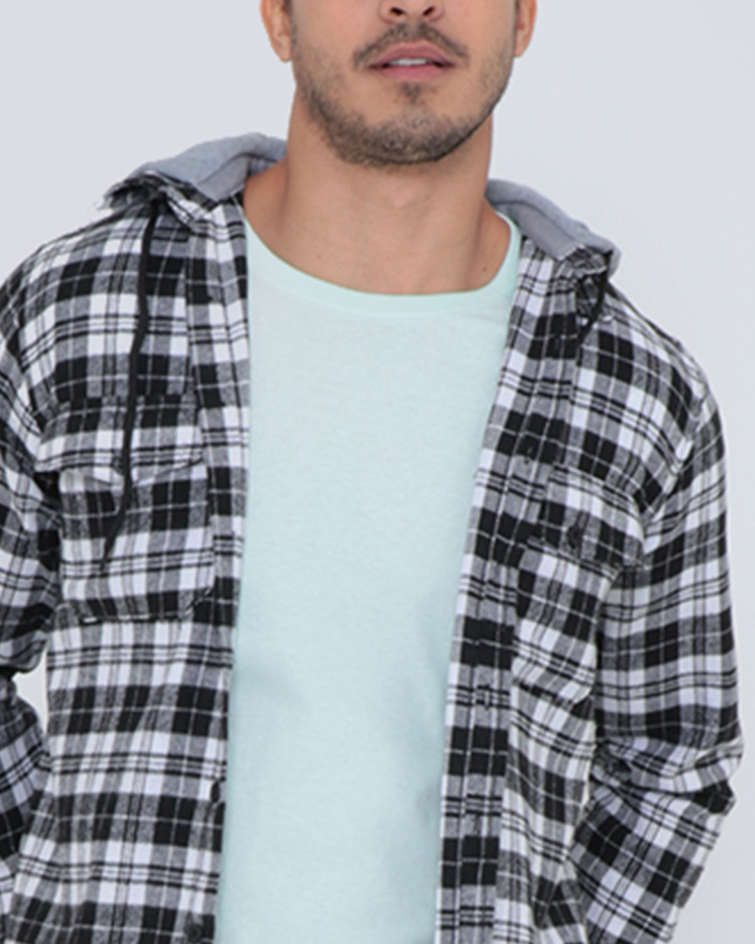 Camisa-De-Fs02-Flanela-Com-Capuz---Preto-Xadrez
