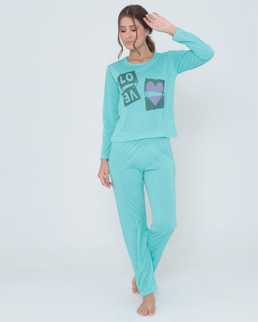 Pijama-Longo-Liso-Com-Silk7002---Verde-Claro