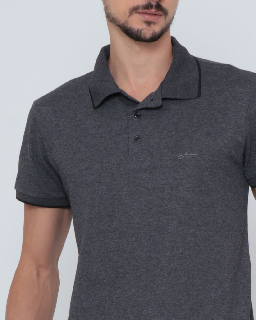 Polo-Preto-Fio-Branco-Pgg---Mescla-Escuro