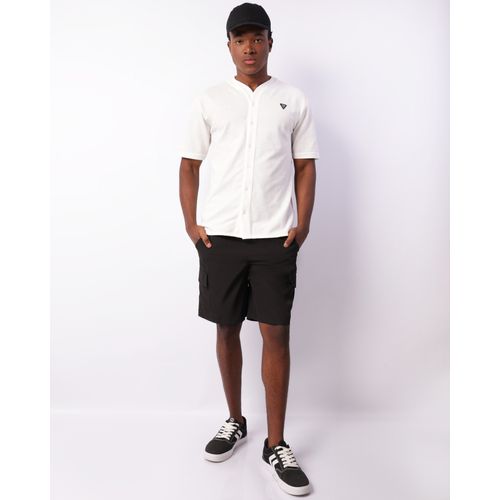 Bermuda Masculina Reta Bolso Cargo Cordão Preta