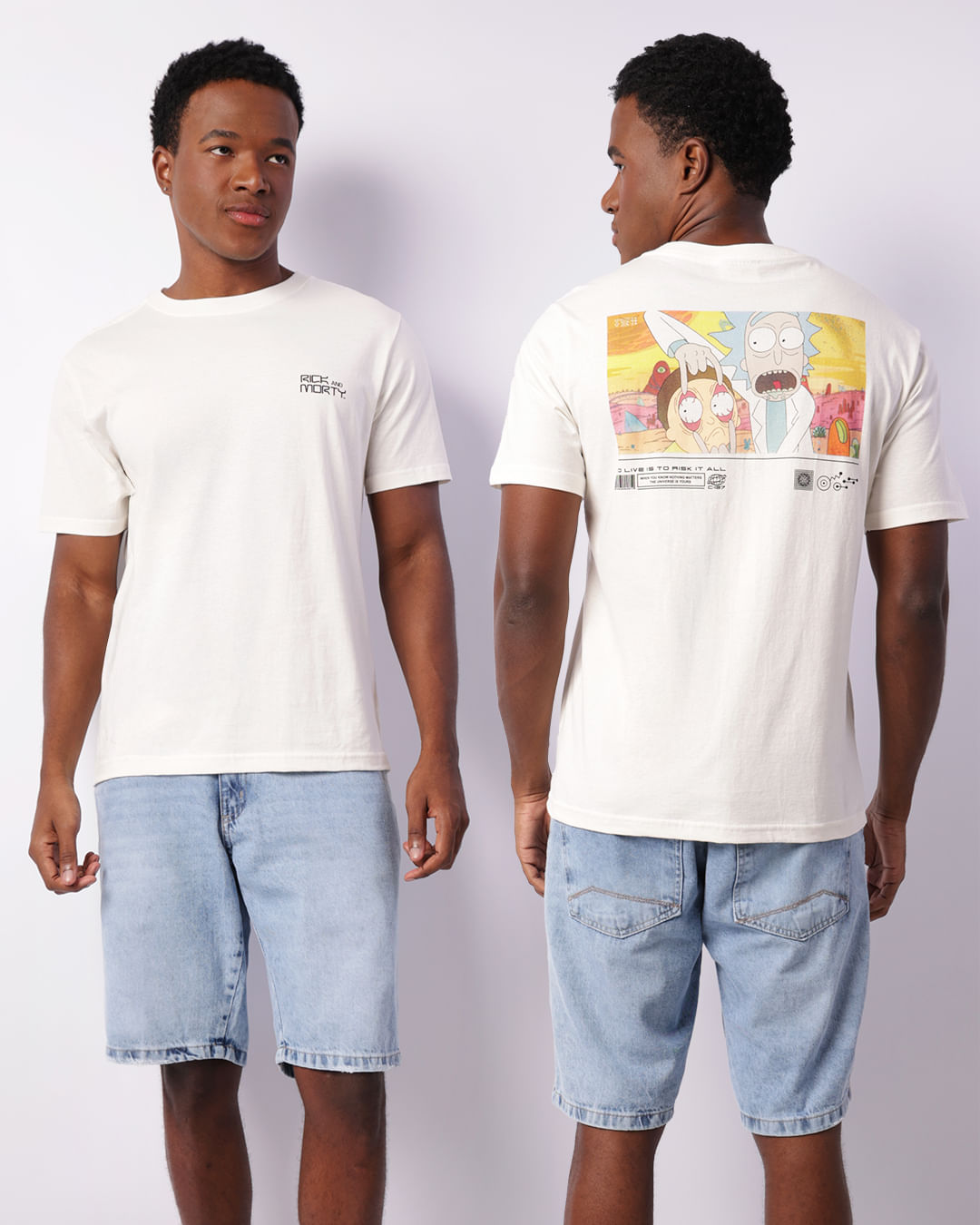 Camiseta Masculina Warner Rick And Morty Manga Curta Off White