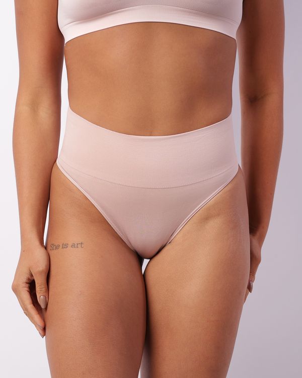 Calcinha Feminina Biquíni Sem Costura Cós Alto Rosa M