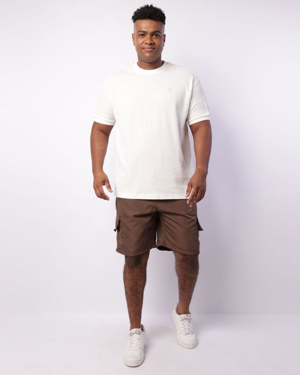 Bermuda Plus Size Masculina Bolso Cargo Marrom G1