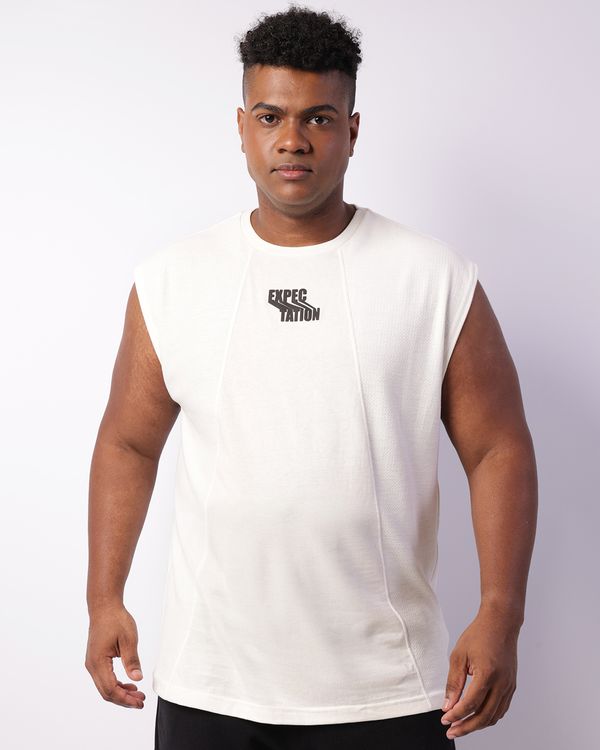 Regata Plus Size Masculina Texturizada Recorte Off White G3