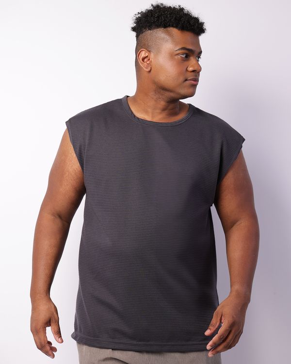 Regata Plus Size Masculina Texturizada Cinza G2