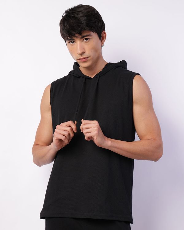 Regata Masculina Texturizada Com Capuz Preto M