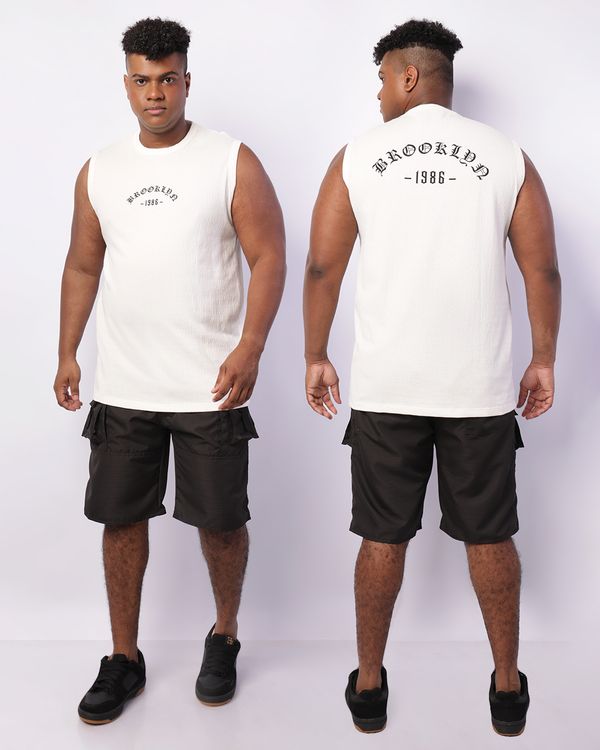 Regata Plus Size Masculina Texturizada Off White G1
