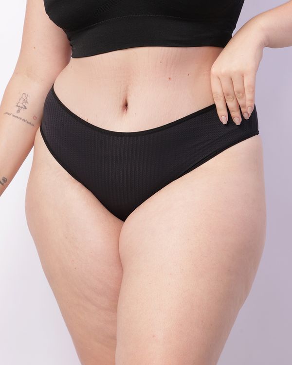 Calcinha Plus Size Feminina Biquíni Texturizada Preta 52