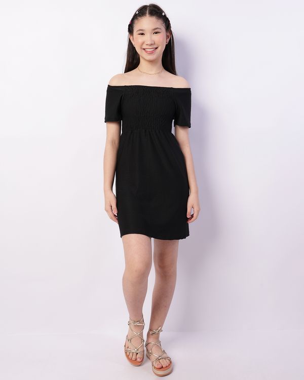 Vestido Juvenil Curto Ciganinha Lastex Preto 14