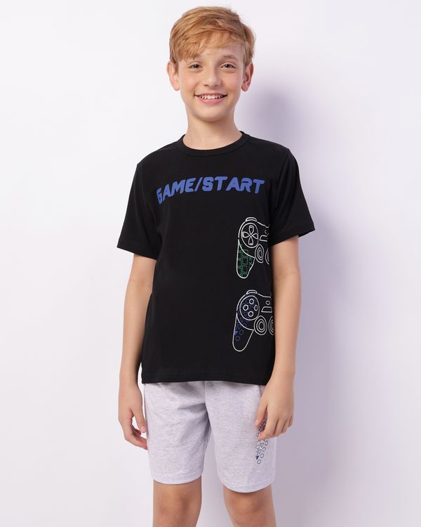 Pijama Juvenil Curto Estampa Game Preto 16