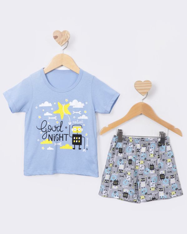 Pijama Bebê Curto Estampa Robô Azul 2