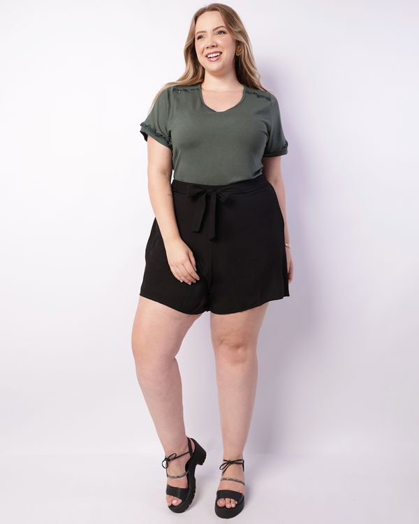 Short Plus Size Feminino Viscose Curto Preto G3