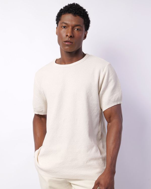 Camiseta Masculina Tricô Manga Curta Off White M