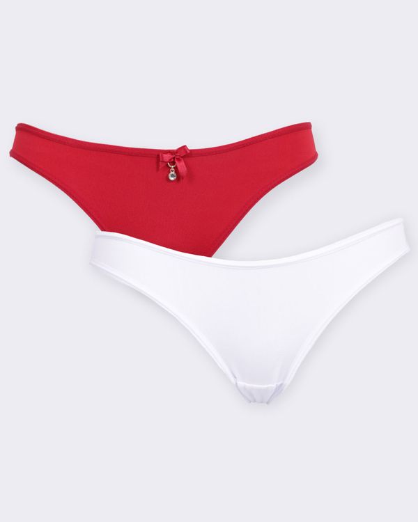 Kit 2 Calcinhas Feminina Fio Duplo Branca E Vermelha M