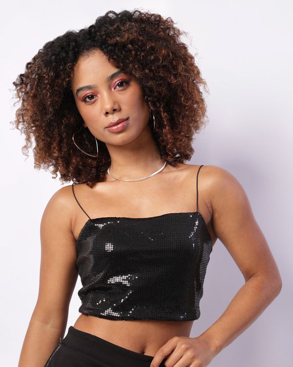 Regata Feminina Cropped Berry & Co. com Paetê Preta M