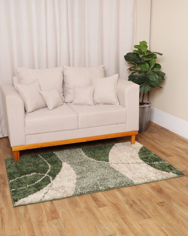 Tapete Shaggy 100cm x 150cm Estampa Felpuda Verde UN