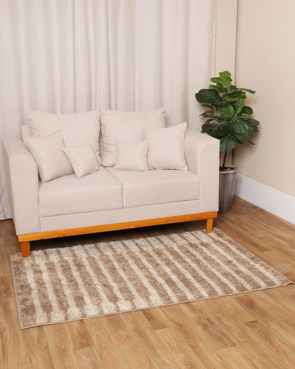 Tapete Shaggy 100cm x 150cm Estampa Felpuda Bege UN