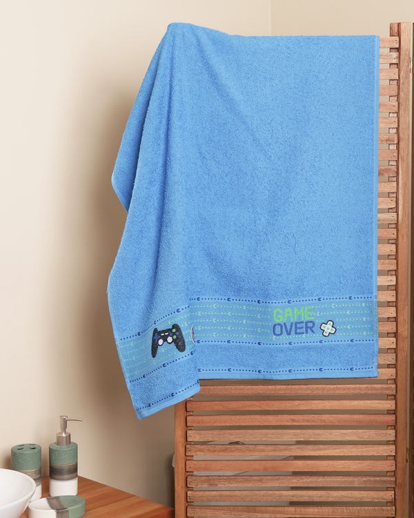 Toalha De Banho Infantil Olinda 70cm x1,20cm Estampa Game Azul UN
