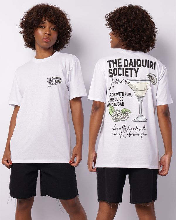 Camiseta Feminina Manga Curta Estampa Frente Costas Branca P