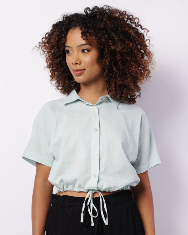 Camisa Feminina Cropped Berry & Co. Manga Curta Verde M