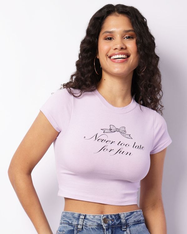 Blusa Feminina Cropped Estampada Lilás GG