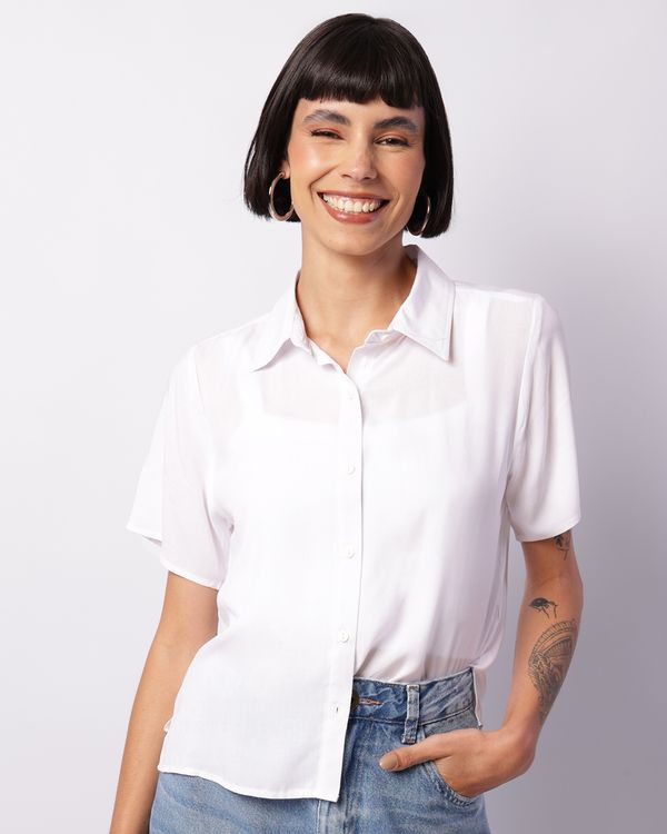 Camisa Feminina Viscose Manga Curta Branca M