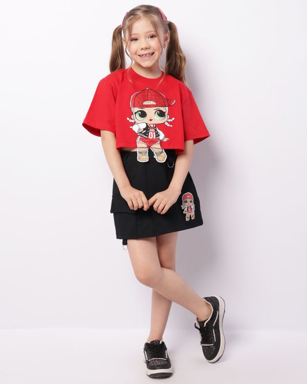Saia Infantil Curta Cargo Pingente Lol Surprise Preta 10