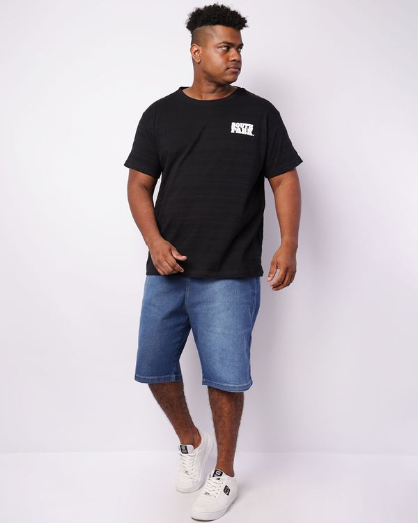 Bermuda Jeans Plus Size Masculina Reta Azul G2