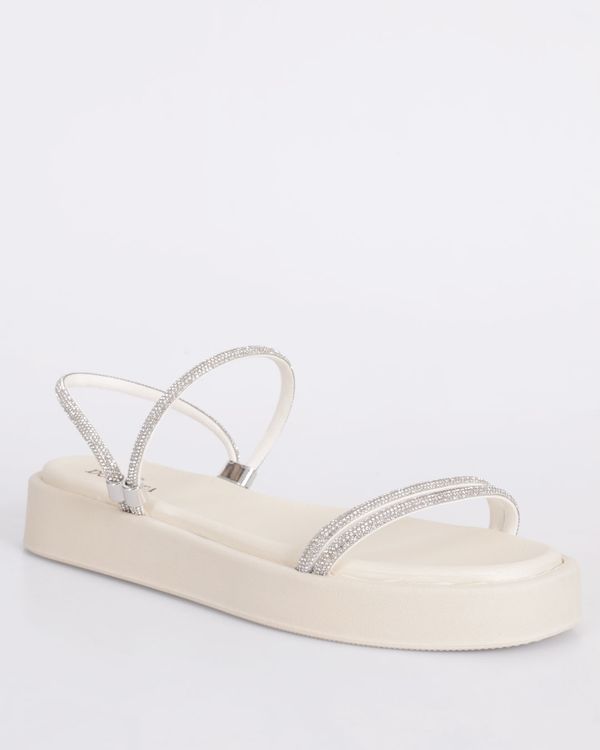 Sandália Rasteira Feminina Donatta Tiras Com Strass Off White 38