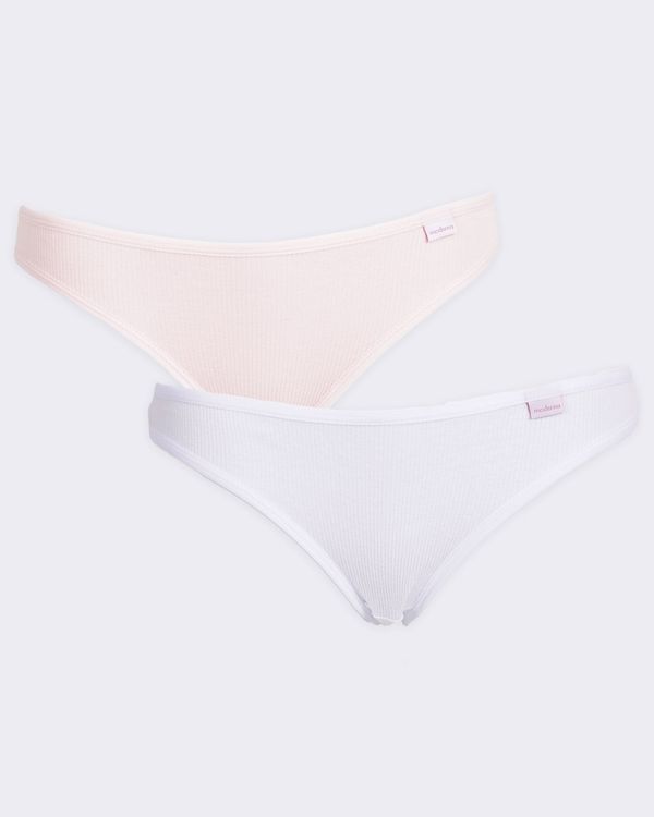 Kit 2 Calcinhas Feminina Biquíni Canelada Rosa E Branca P